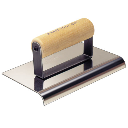 6" x 4" 3/8"R Stainless Steel Cement Edger with Wood Handle
