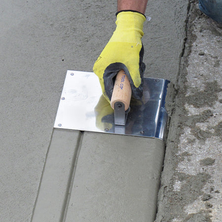 6 in. x 8 in. Stainless Steel Hand Edger / Groover 3/4 in. Radius 1/4 in. Bit (Wood Handle) - KRAFT