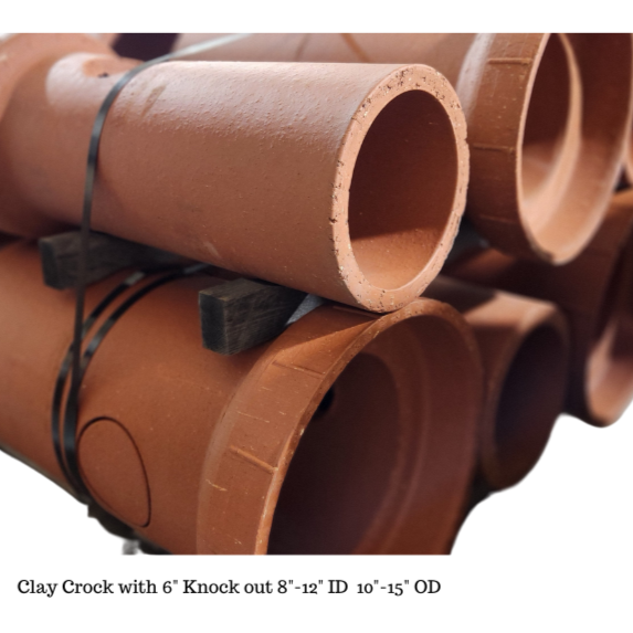 10"X24" W/6" HOLE CLAY DRIVEWAY CROCK-3