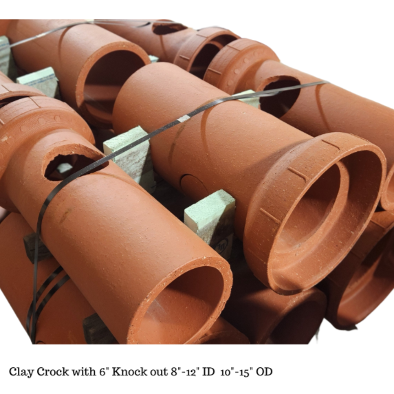 10"X24" W/6" HOLE CLAY DRIVEWAY CROCK