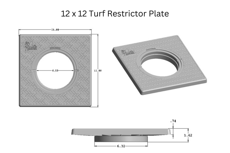 12" x 12" Turf Restrictor Plate &Drain Grate or Solid Plug-FDM