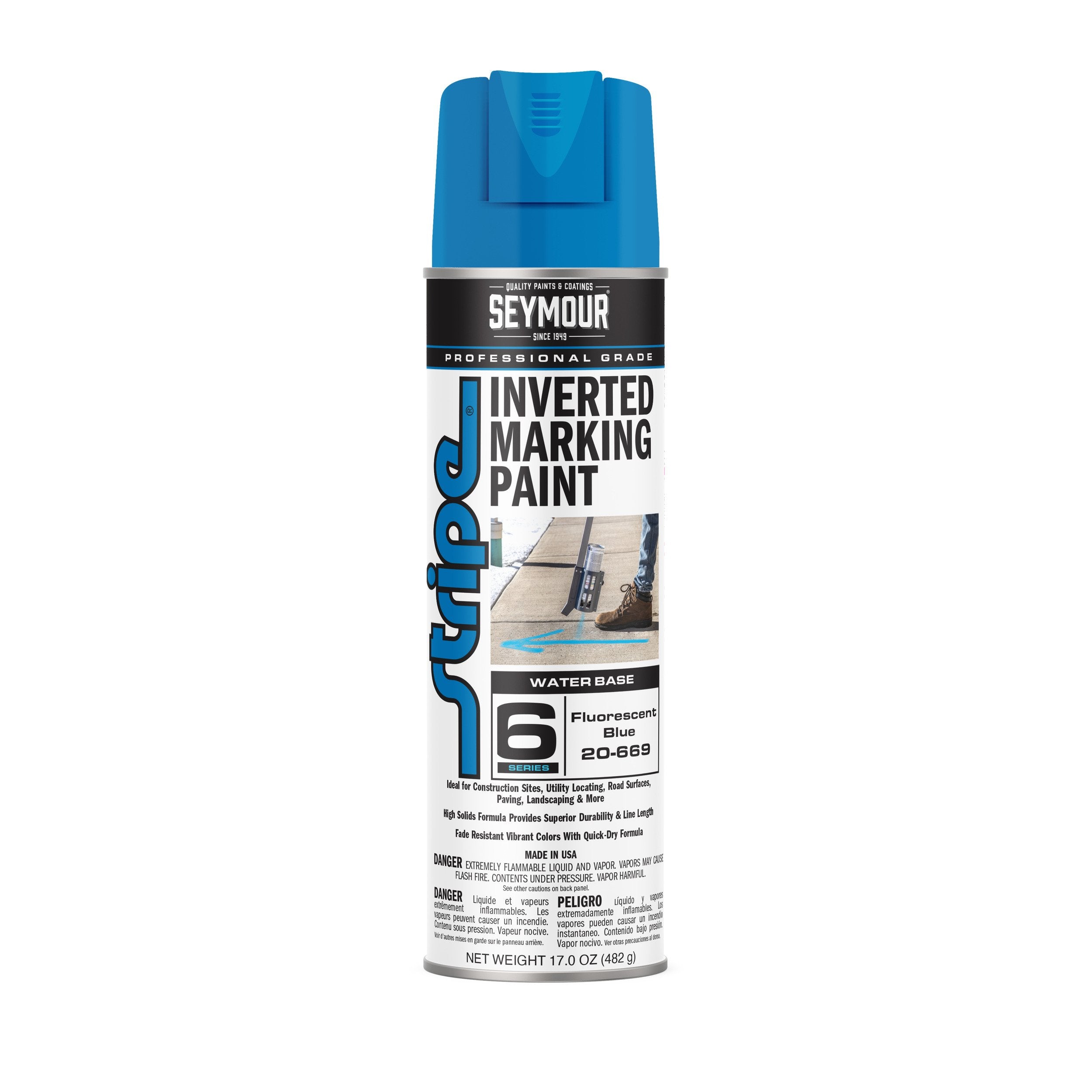 Seymour Stripe Inverted Marketing Paint 20 oz - Fluorescent Blue 20-659