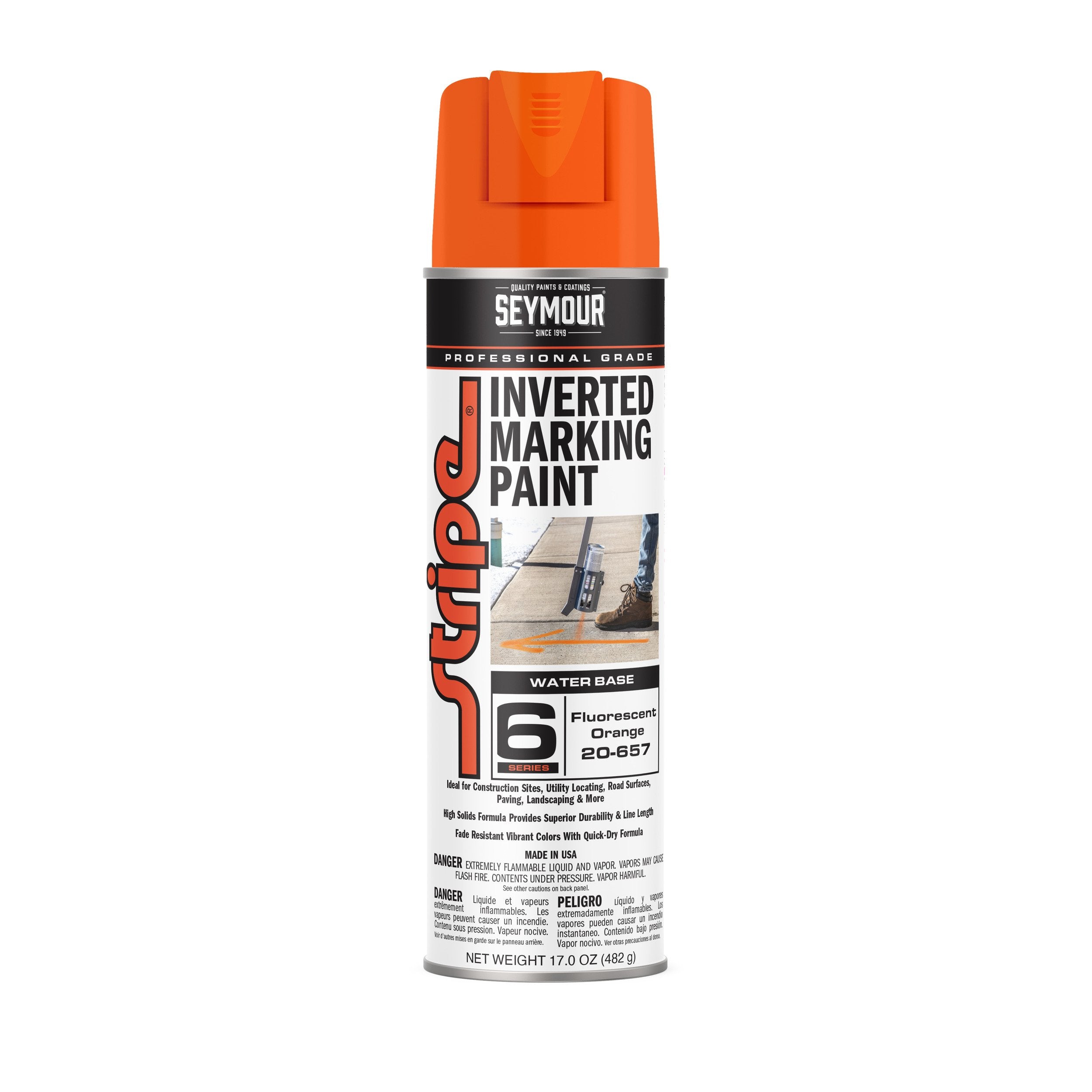 Seymour Stripe Inverted Marketing Paint 20 oz - Fluorescent Orange 20-657
