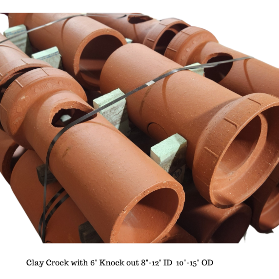 8"X24" W 6" SIDE HOLE CLAY DRIVEWAY CROCK