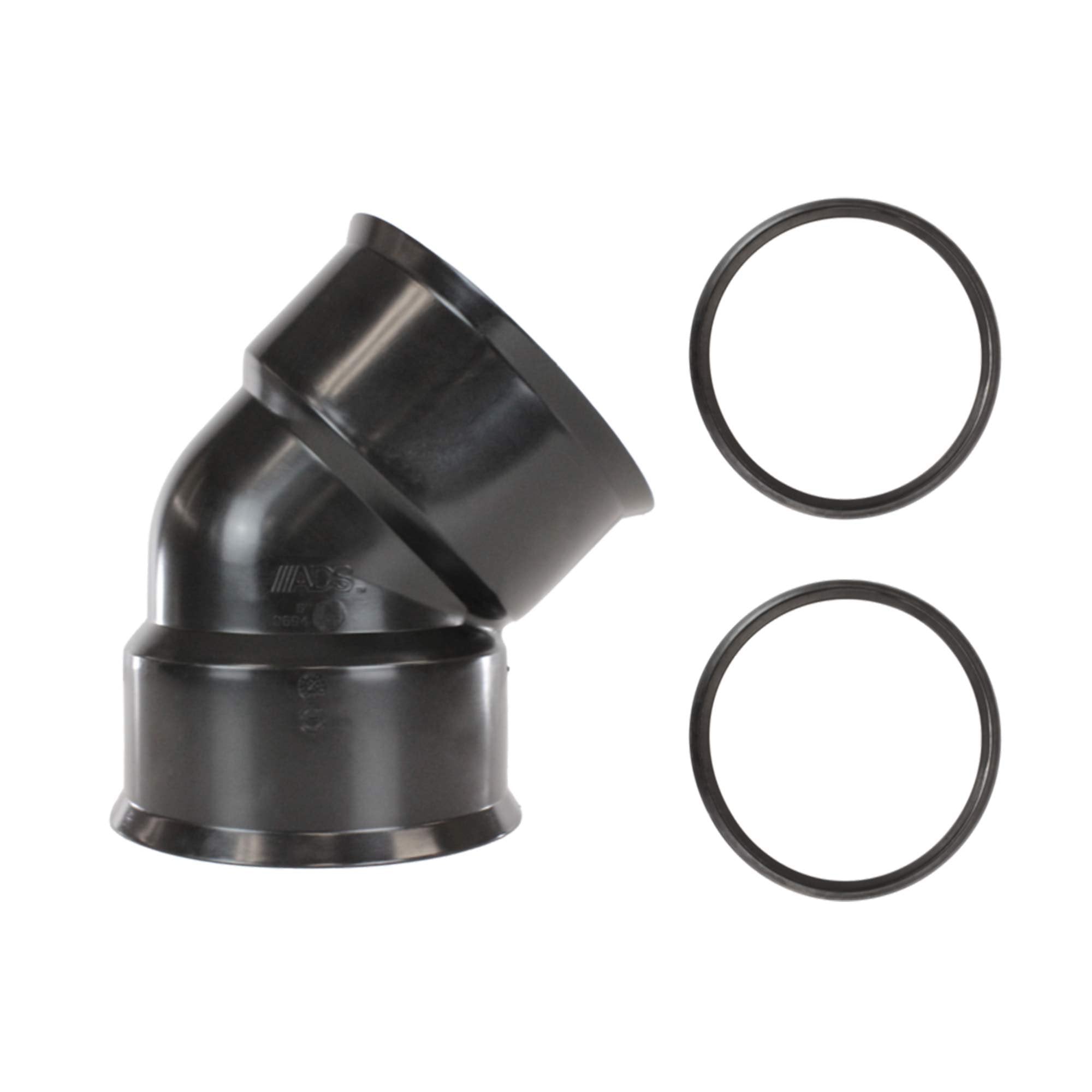 ADS Soil-Tight Dual Wall Elbow, 6 in, 45 deg, Cleated Bell Connection, HDPE