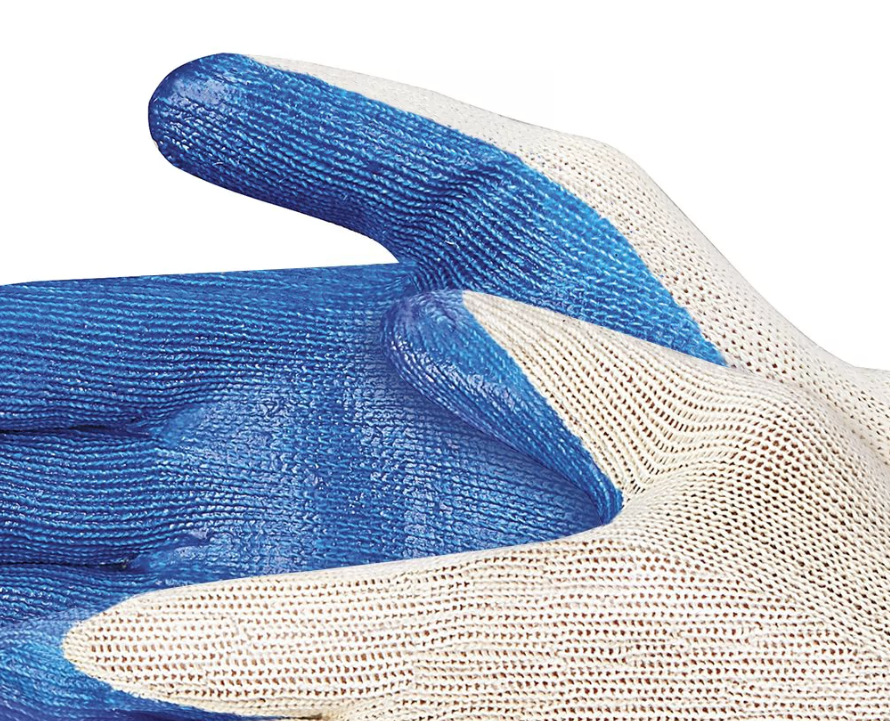 Blue Palm Coat Stringknit Glove (12 Pair) - Palm closeup