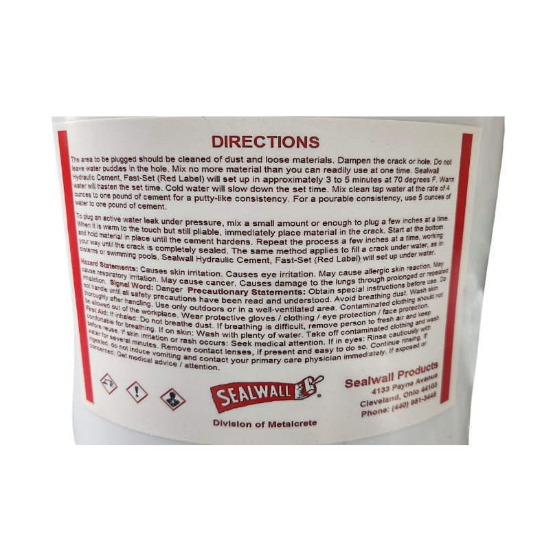 HYDRAULIC CEMENT FAST SET 50LB PAIL-2