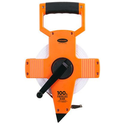 Keson 100 FT, UNITS: IN, 1/8, 2X NYLON COATED STEEL TAPE WITH HOOK