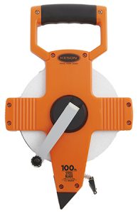 100' Fiberglass/Nylon Coated Steel Tape Measurer with Hook