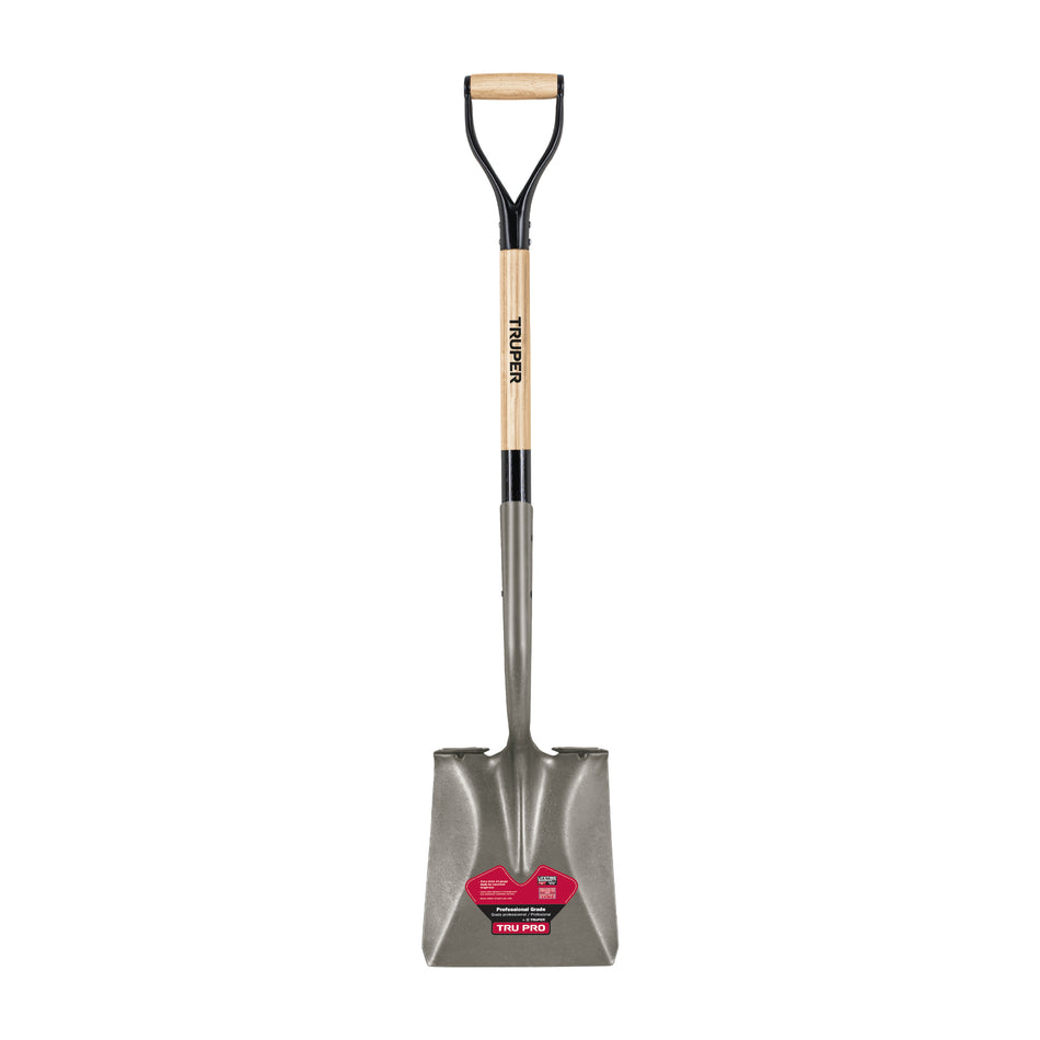 30 in. Square Point Step Shovel, Extended Socket, Wood 'D' Handle (TruPro) - TRUPER