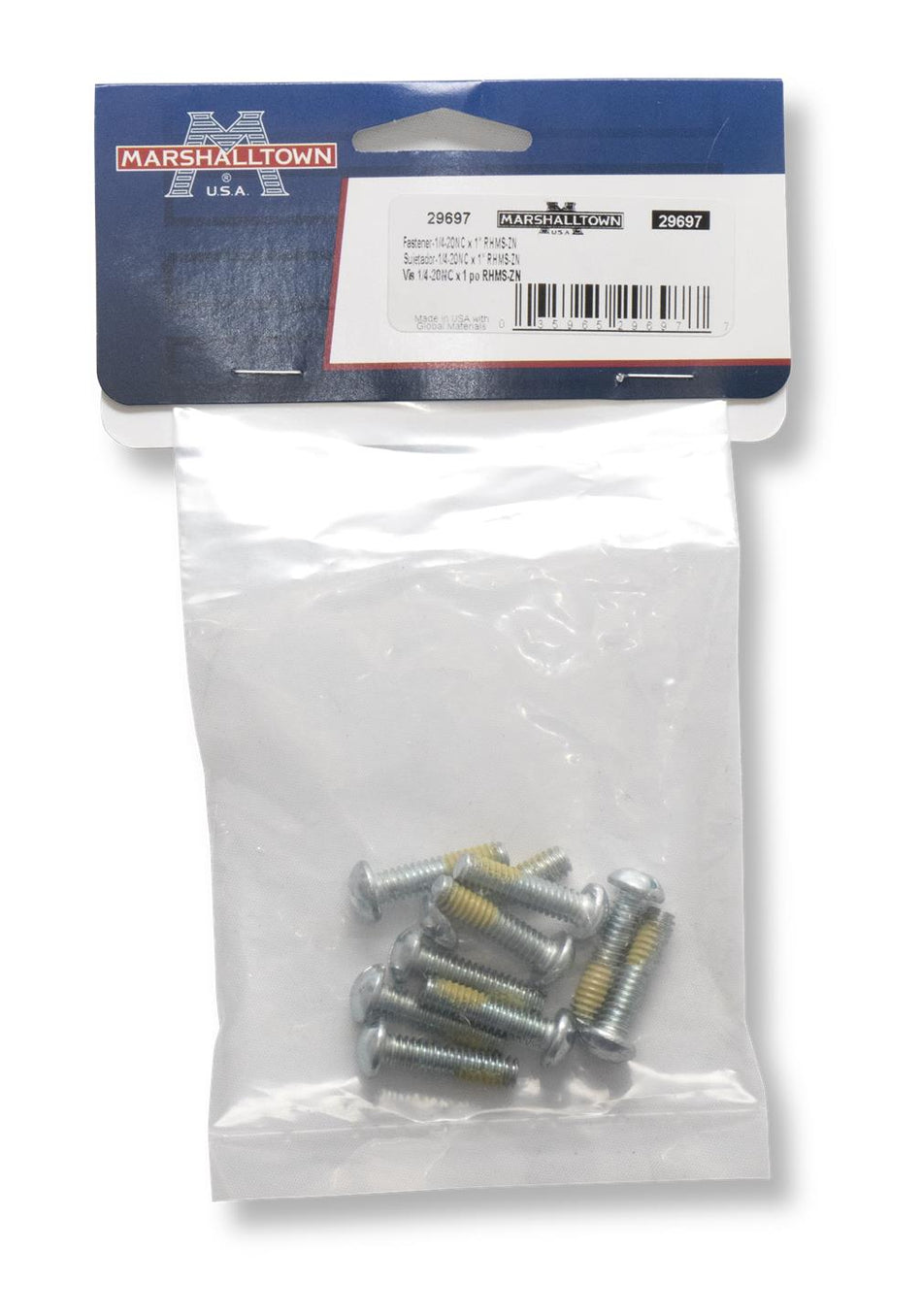 Fastener-1/4-20NC x 1" RHMS-ZN (Replacement - 10 pack)